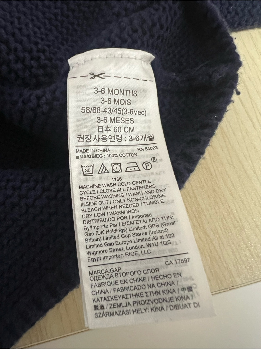 Baby Gap Navy Bear Ear Hooded Knit Cardigan 3-6M - Picture 6 of 6